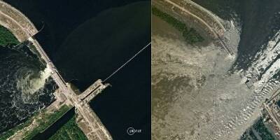 AVANT/APRES. Les images impressionnantes de la destruction du barrage Kakhovka en Ukraine