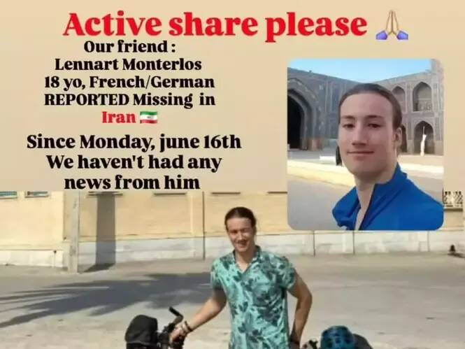 Lennart Monterlos, le jeune cycliste franco-allemand disparu en Iran mi-juin, a été "arrêté" par les autorités