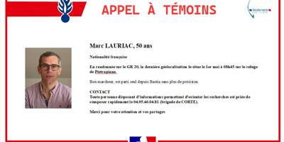 Un appel à témoins lancé après la disparition d'un homme de 50 ans sur le GR20 en Corse