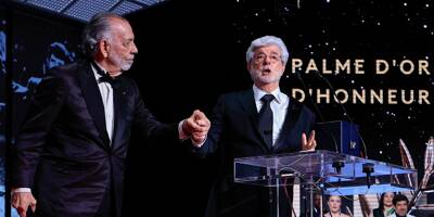 Festival de Cannes: les images attendrissantes de Francis Ford Coppola remettant une Palme d'or d'honneur à George Lucas