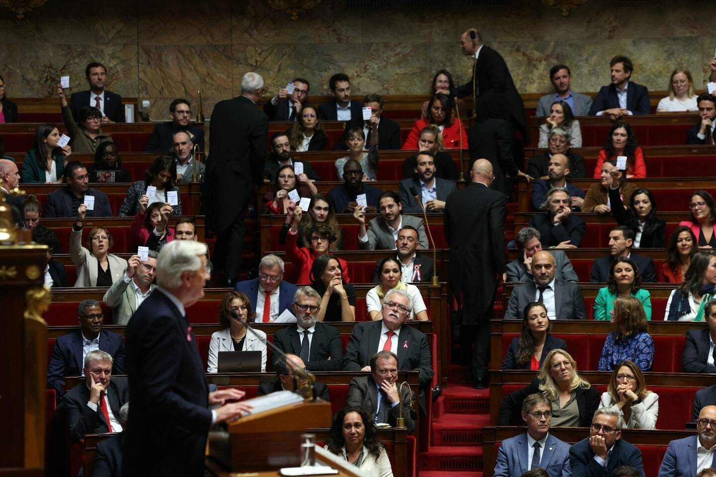 Michel Barnier, à l'Assemblée Nationale, ce mardi 1er octobre. 