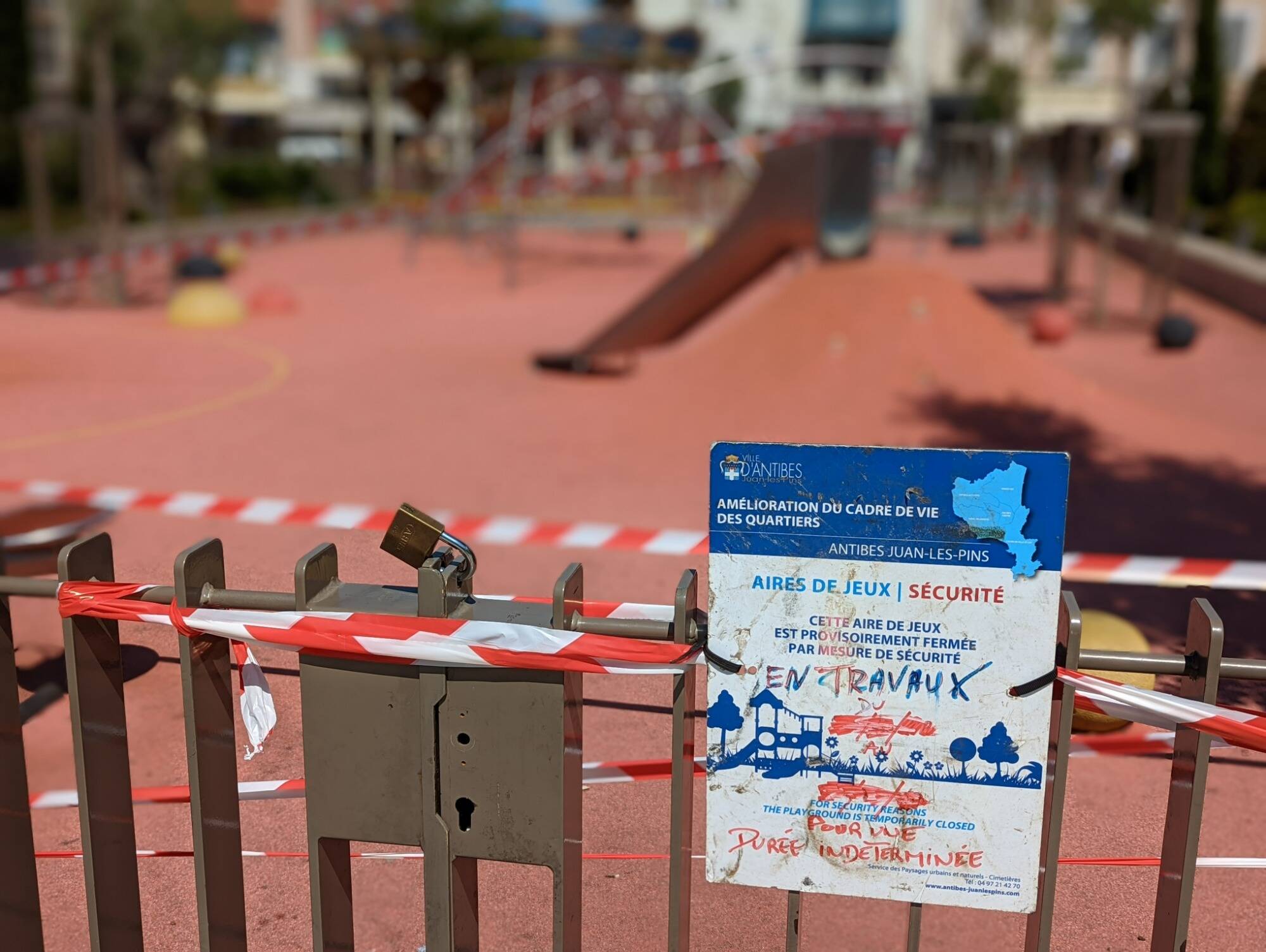 L'aire de jeux de Marenda Lacan fermée après des dégradations à Antibes