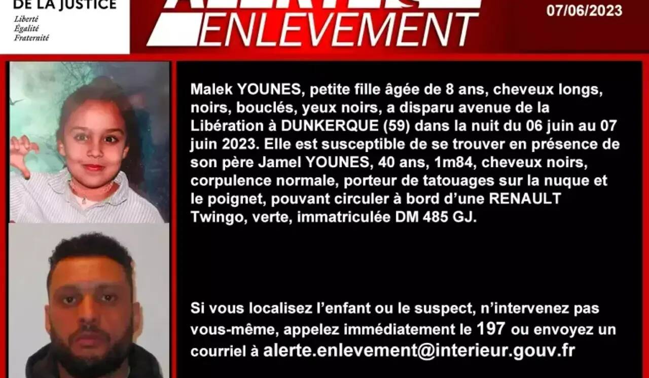 Enlèvement de la jeune Malek à Dunkerque: l'alerte est levée, la fillette toujours recherchée