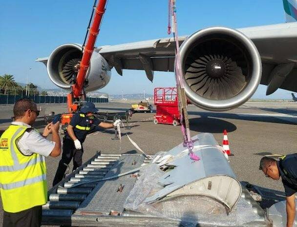 Nizza incidente A380: problema all’ala scoperto dopo l’atterraggio punta su Emirates