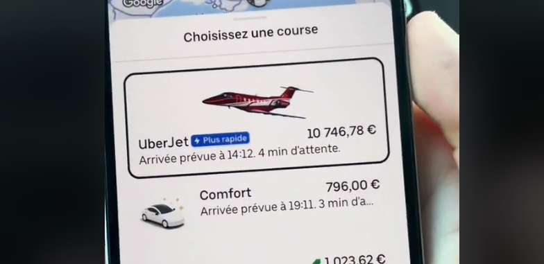 Non, Uber ne propose pas des courses en jet privé depuis l'aéroport de Cannes