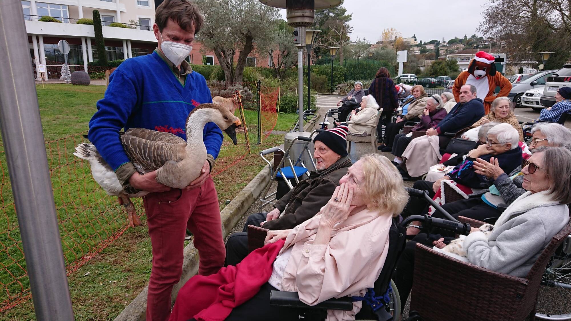 Les animaux de la ferme fêtent Noël dans un Ehpad d'Antibes