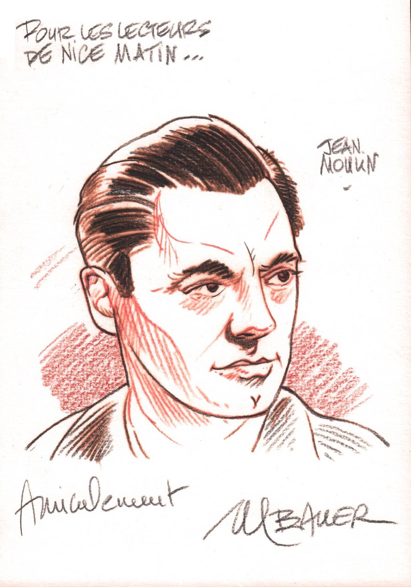 Jean Moulin dessiné par Jean-Claude Bauer