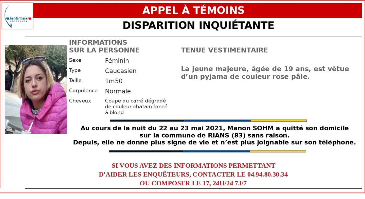 Disparition inquiétante dans le Var: la jeune femme de 19 ans a été retrouvée saine et sauve