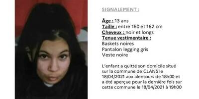 La jeune Kenza, 13 ans, disparue à Clans ce dimanche soir a été retrouvée 
