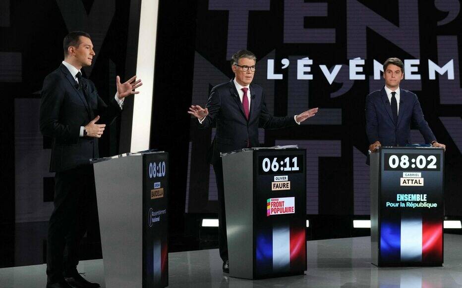 "M. Attal, vous n'avez pas le monopole du coeur": tension et passes d'armes pendant le débat Faure-Attal-Bardella sur France 2 ce jeudi soir