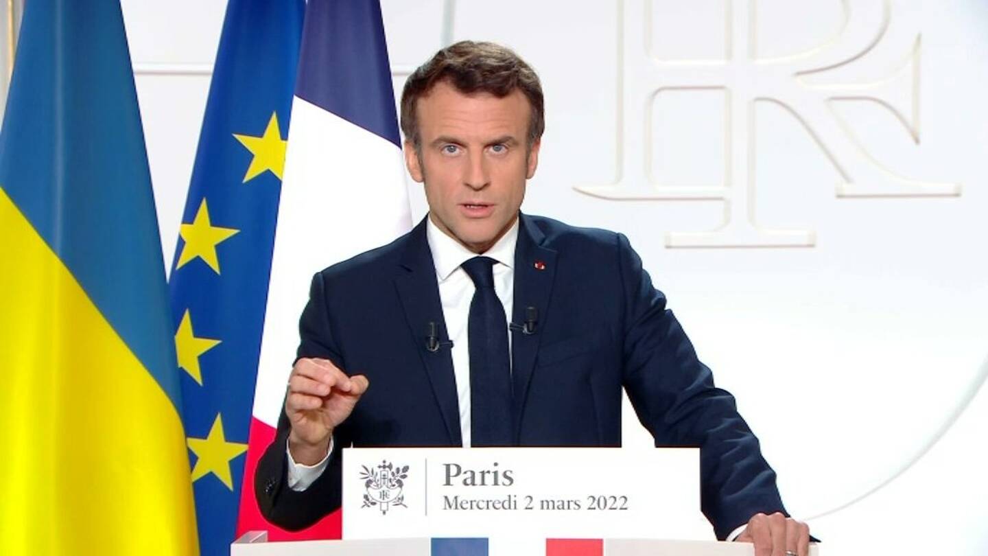 Emmanuel Macron, lors de son allocution, le 2 mars 2021.
