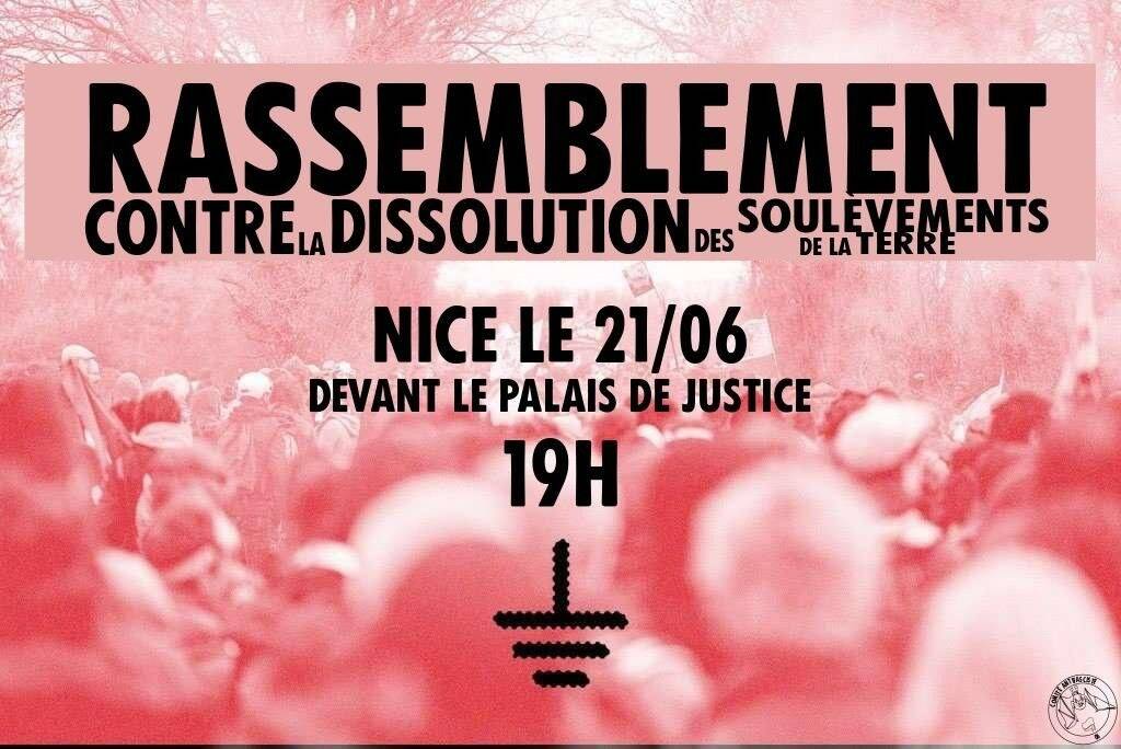 À Nice, un rassemblement en soutien au mouvement des "Soulèvements de la Terre" prévu ce mercredi à 19H