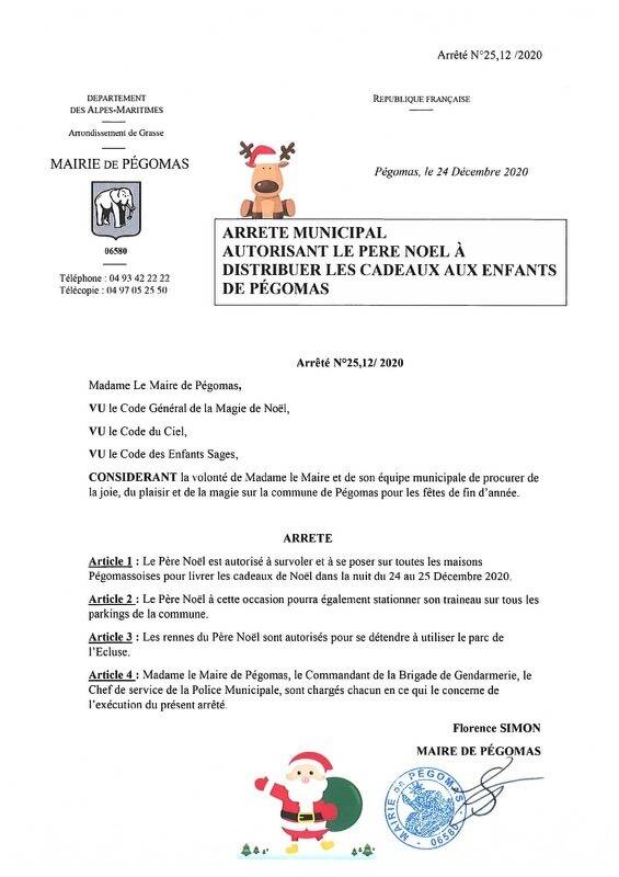 Un arrêté municipal permet au père Noël de distribuer des cadeaux dans cette commune azuréenne