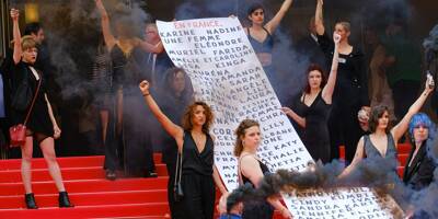 Le nom de 129 victimes de féminicides en France sur le tapis rouge du 75e Festival de Cannes