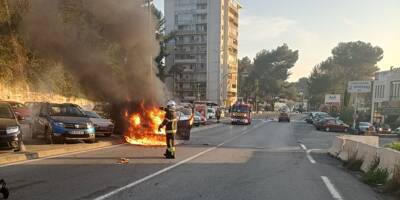 Un utilitaire en feu percute trois véhicules dont celui de la police municipale à Mougins