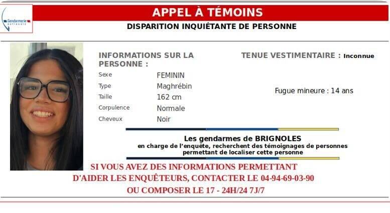 Une adolescente de 14 ans est portée disparue dans le Var: la gendarmerie de Brignoles lance un appel à témoins