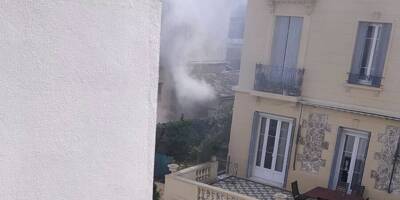 Départ de feu dans un immeuble de Nice, d'importantes fumées visibles au loin