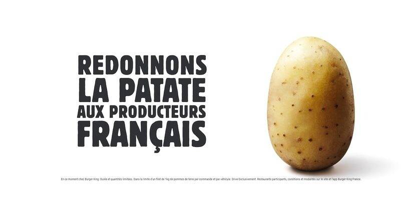 Burger king redonne la patate aux producteurs français en offrant un pack d'un kilo lors d'une commande