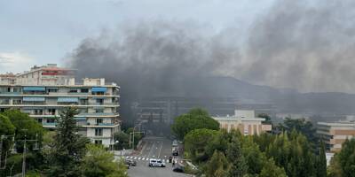 Impressionnant panache de fumée noire après un feu de camionnette à Nice