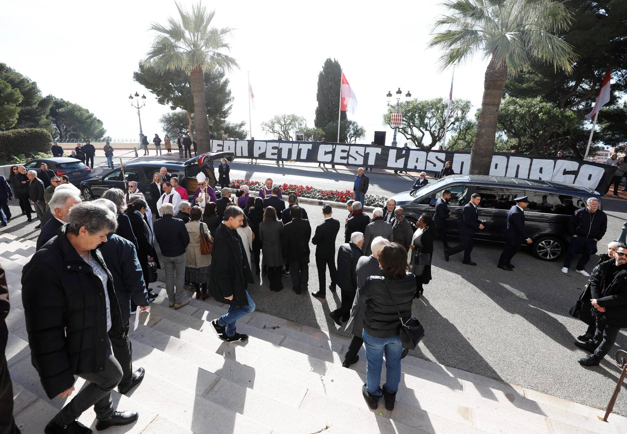 La banderole hommage des supporters de l'AS Monaco à "Jeannot" Petit lors de ses obsèques