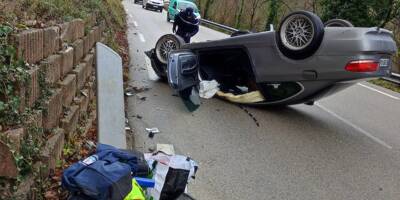 Spectaculaire accident jeudi à Utelle, le conducteur légèrement blessé