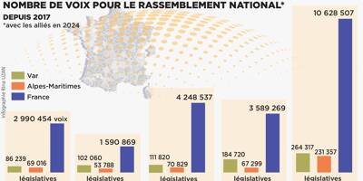 Record de voix pour le RN au premier tour d'une élection dans le Var et les Alpes-Maritimes