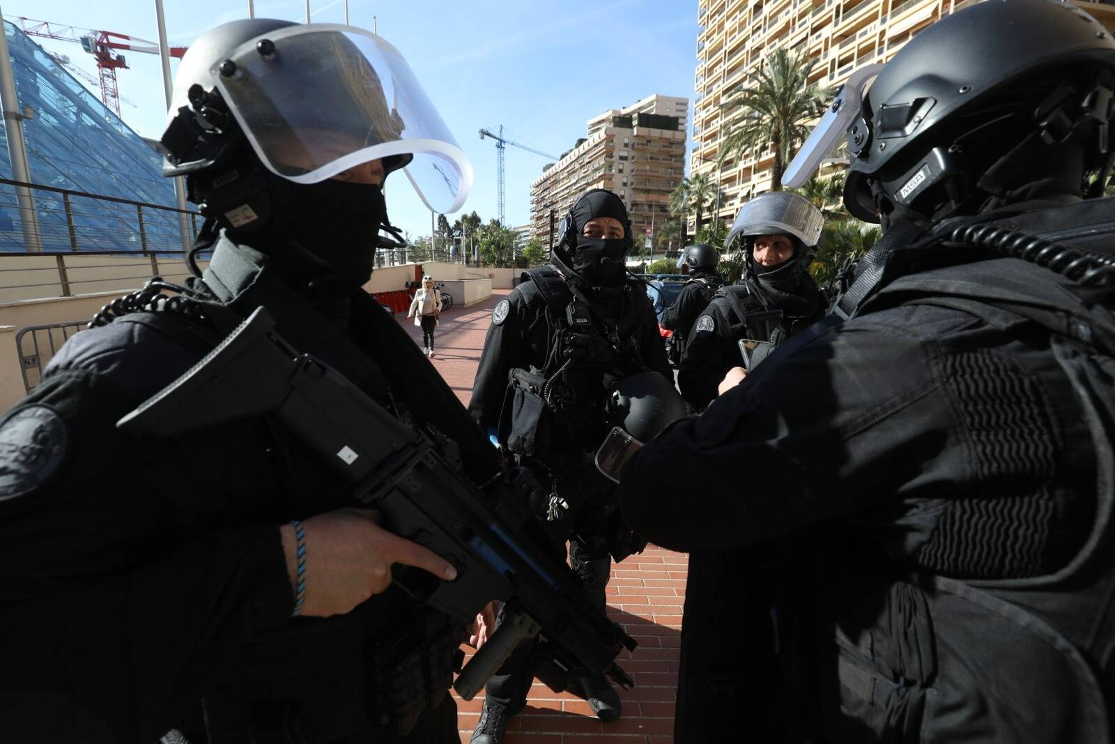 Simulation de prise d'otages au Grimaldi Forum par le groupe d'intervention de la Sûreté publique ce mardi