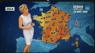Canicule: 11 ans après les prévisions météo alarmistes d'Evelyne Dhéliat, la carte fictive devient réalité avec 25 ans d'avance