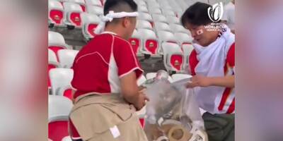 Coupe du monde de rugby: quand les supporters de l'équipe du Japon nettoient eux-mêmes l'Allianz Riviera à Nice
