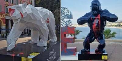Des sculptures d'Orlinski aspergées de peinture rouge à Nice