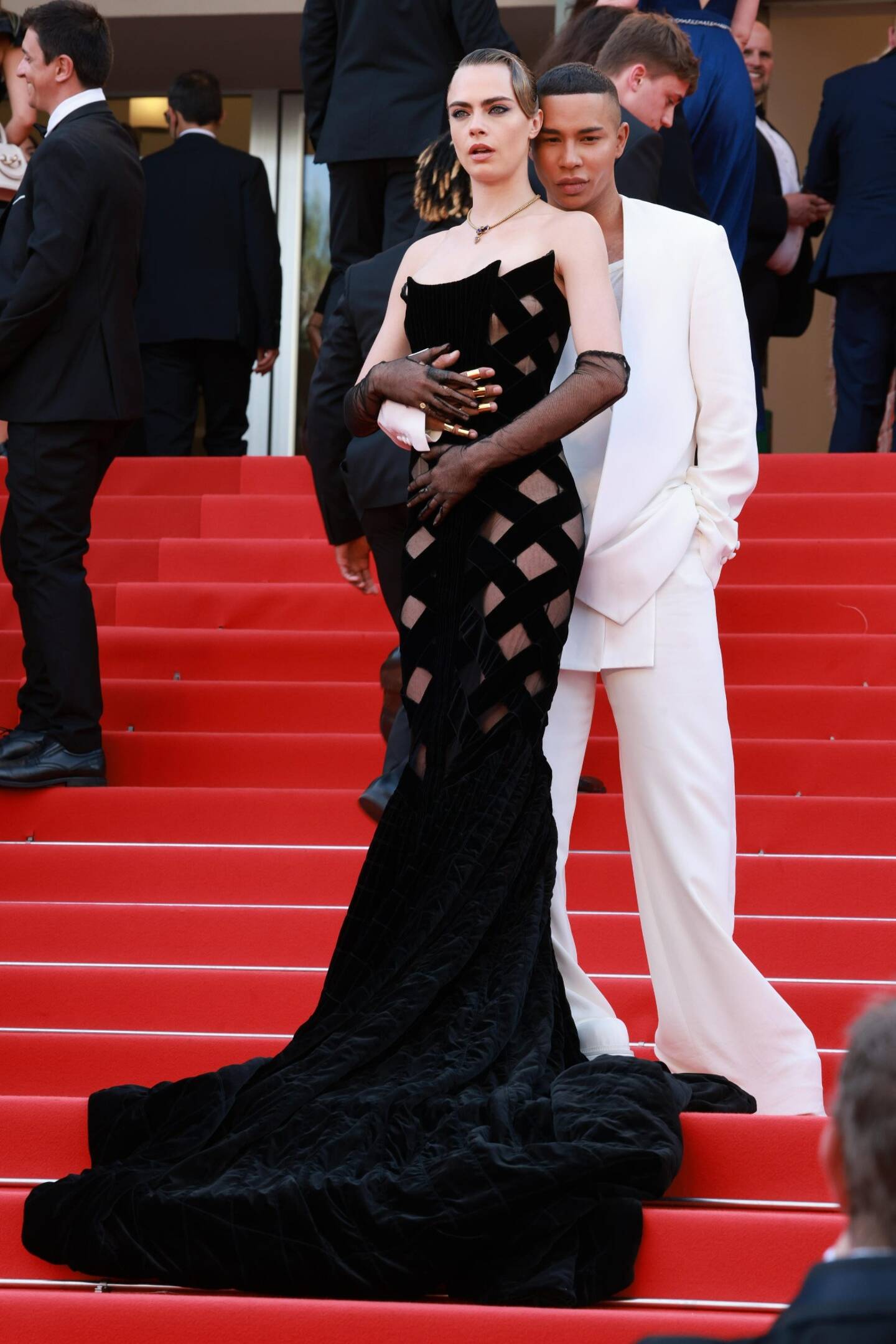 Cara Delevingne et Olivier Rousteing au 75e Festival de Cannes, mardi 24 mai.