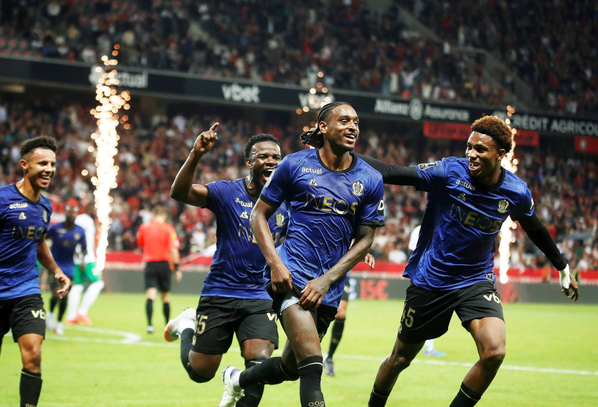 Guessand-Moukoko-Bounani en attaque, le 11 de l'OGC Nice face à la Real Sociedad en Ligue Europa ce mercredi à 21h