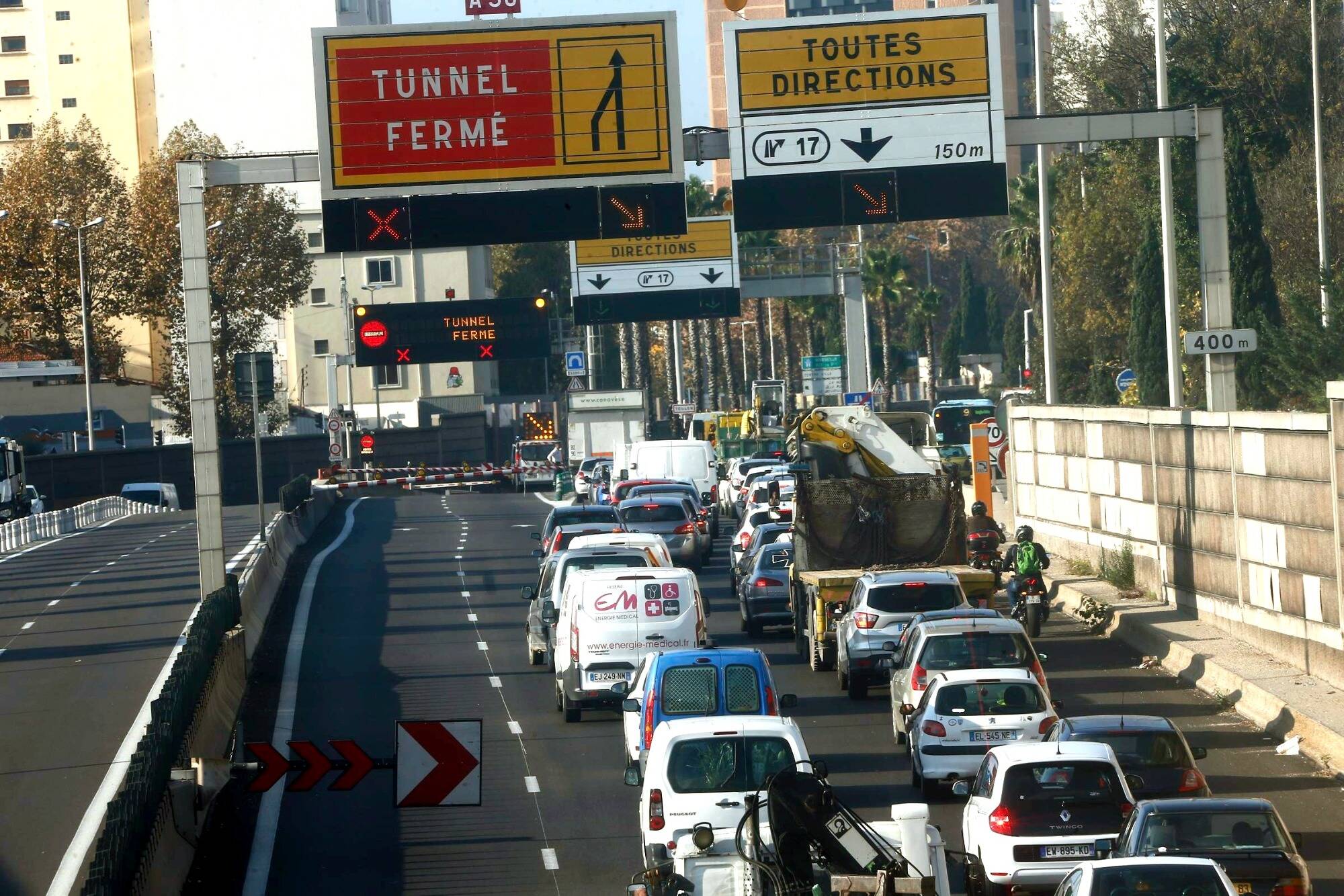 Le tunnel de Toulon fermé à la circulation dans un sens après un accident