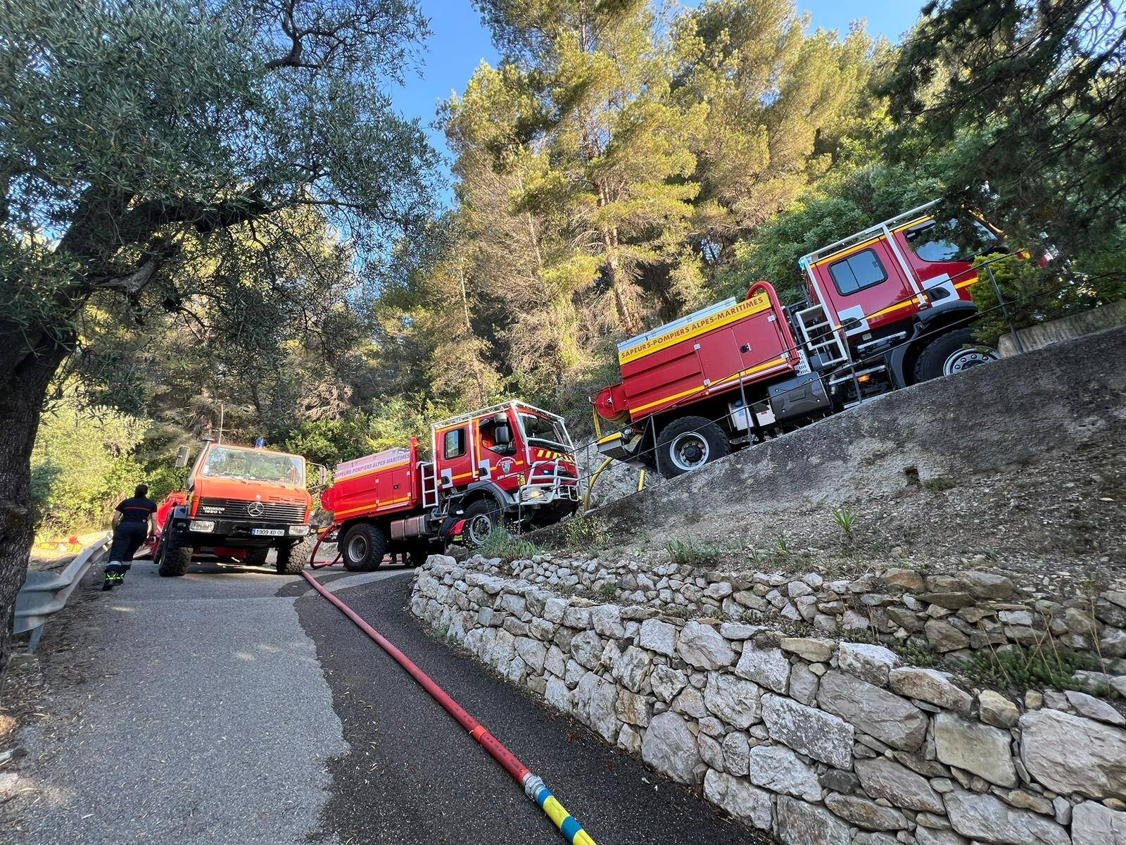 Plus de 30 sapeurs-pompiers mobilisés, les hélicoptères bombardiers d'eau en renfort pour fixer un feu de forêt à Peille