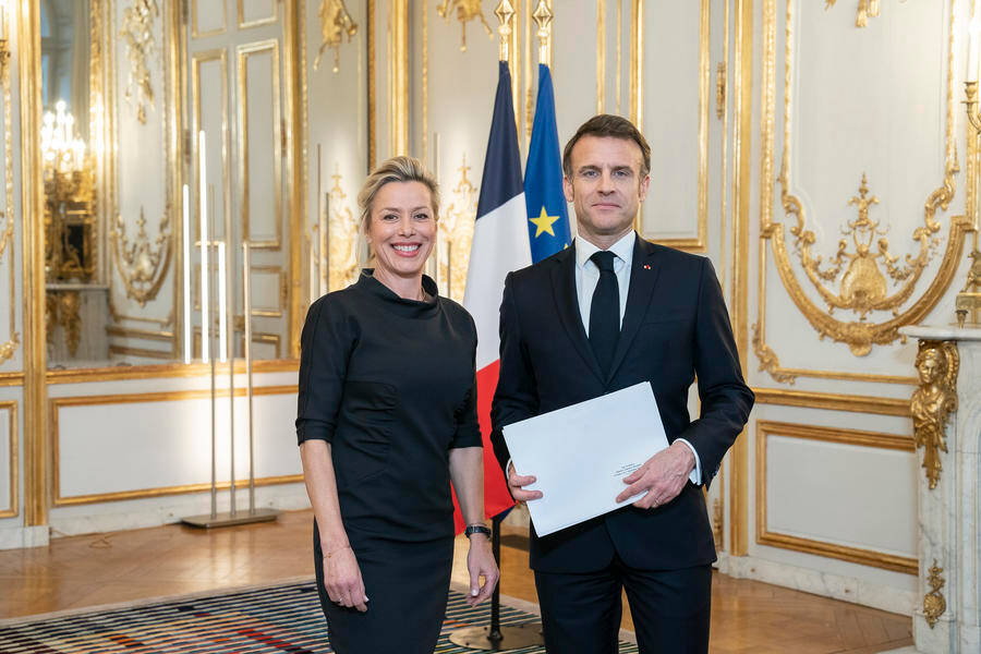 L'ambassadrice de Monaco en France, Valérie Bruell-Melchior reçue par Emmanuel Macron à l'Élysée