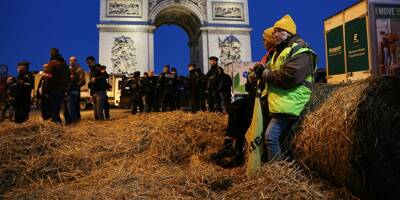 Colère des agriculteurs: la Coordination rurale mène une action autour de l'Arc de Triomphe à Paris 
