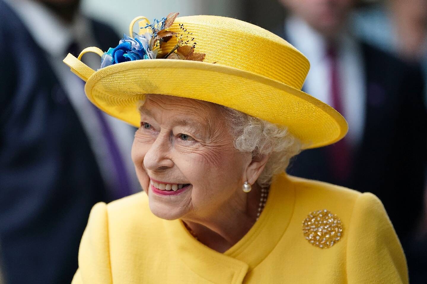 La reine Elizabeth II lors de l'inauguration d'une ligne de métro à Londres le 17 mai 2022