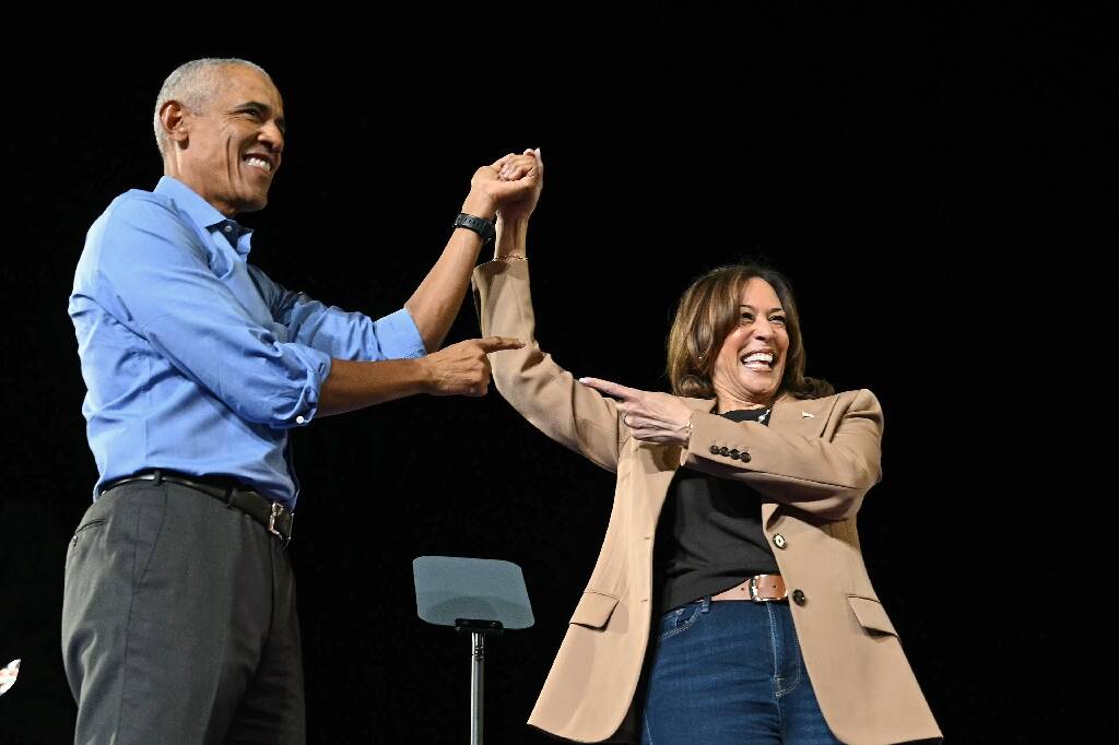 "Yes We Can!": Kamala Harris entourée de Barack Obama et Bruce Springsteen lors d'un meeting de campagne à Atlanta