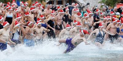 Malgré le froid et la grisaille, de nombreux courageux se sont jetés à l'eau pour le bain du Nouvel an dimanche à Menton