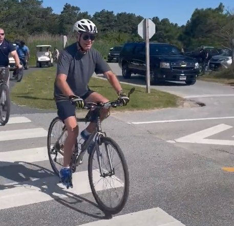 President of the United States Joe Biden falls off his bike, but gets up quickly and claims to be “fine”