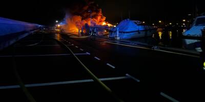 Quatre bateaux en feu dans le port de Saint-Laurent-du-Var, les pompiers à pied d'oeuvre ce mercredi soir