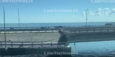 Guerre en Ukraine: les premières images du pont de Crimée endommagé après des explosions nocturnes