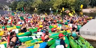 Un embouteillage-monstre de canoë-kayaks sur la rivière Ardèche