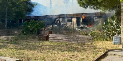 Un préfabriqué détruit par les flammes près de l'hôpital de La Seyne