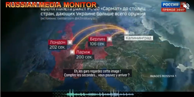 La télévision russe diffuse une séquence surréaliste où un missile pourrait atteindre Paris en 