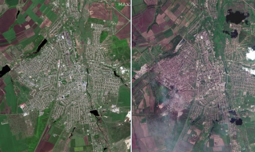 "Le monde russe" en Ukraine: ces 6 images satellites avant/après montrent l'ampleur des destructions à Bakhmout