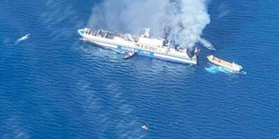 Ferry italien en feu au large de la Grèce: les difficiles recherches ont repris, toujours 10 disparus