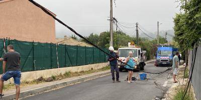 Un camion arrache poteaux et câbles électriques à Pignans: route barrée et panne dans le quartier