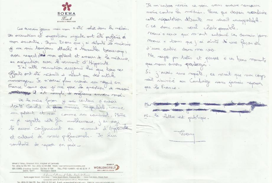 koh lanta document la lettre testament du medecin de lemission