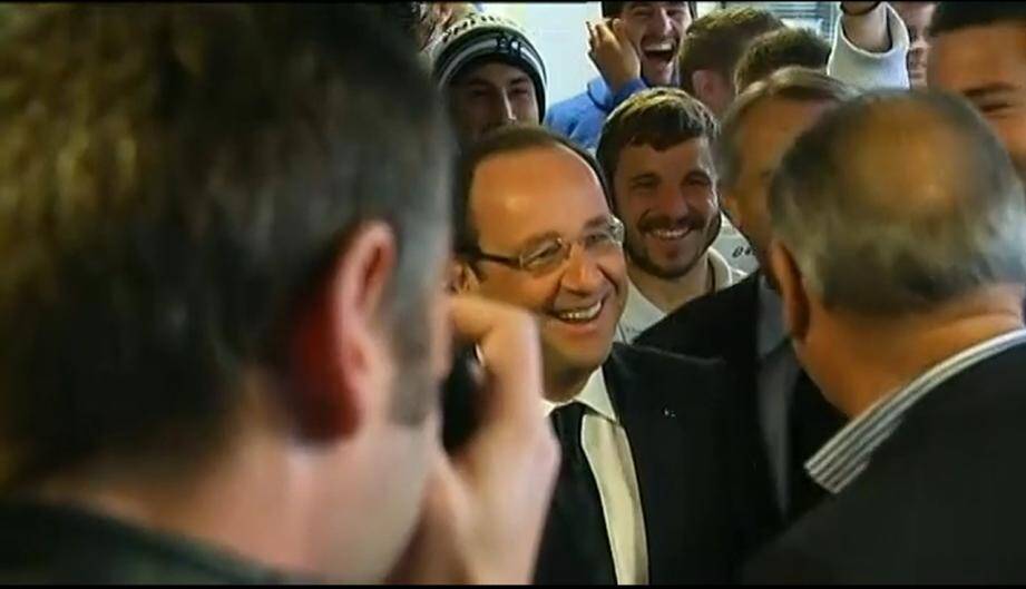 François Hollande et l'équipe de Castres olympique